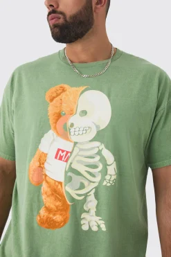 Plus Teddy Skeleton Graphic T-shirt | UK^boohooMAN