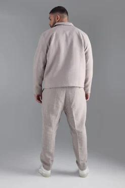 boohooMAN Plus Textured Jacquard Smart Jacket And Trouser Set | UK| Sets & Co-Ords