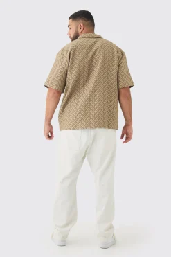 boohooMAN Plus Tonal Geo Revere Shirt | UK| Shirts
