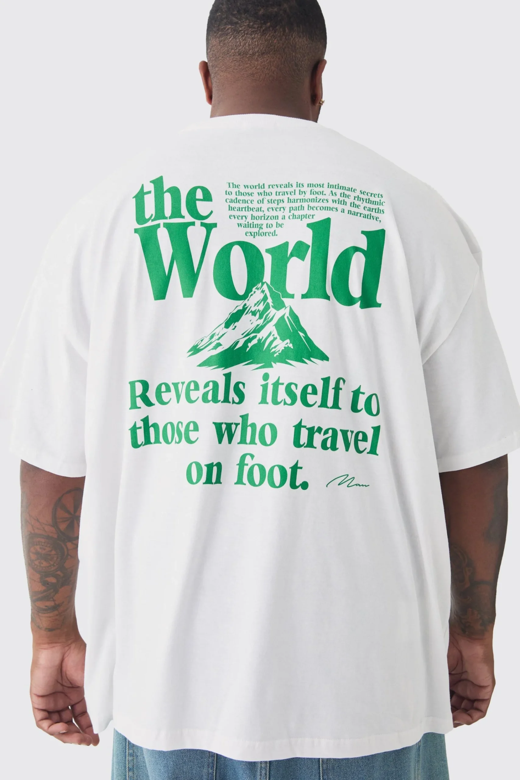 Plus Travel Back Print Graphic T-Shirt | UK^boohooMAN Outlet