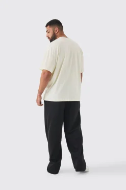 boohooMAN Plus Tricot Embroidered Split Hem Relaxed Fit Trousers | UK| Trousers