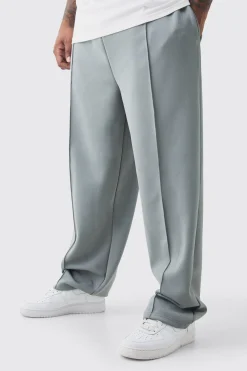 boohooMAN Plus Tricot Pin Tuck Relaxed Fit Trousers | UK| Trousers|Joggers