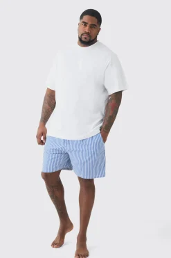 boohooMAN Plus T-shirt & Short Stripe Lounge Set | UK| Loungewear