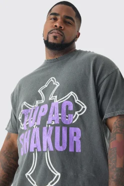 Plus Tupac Cross Printed License T-shirt In | UK^boohooMAN