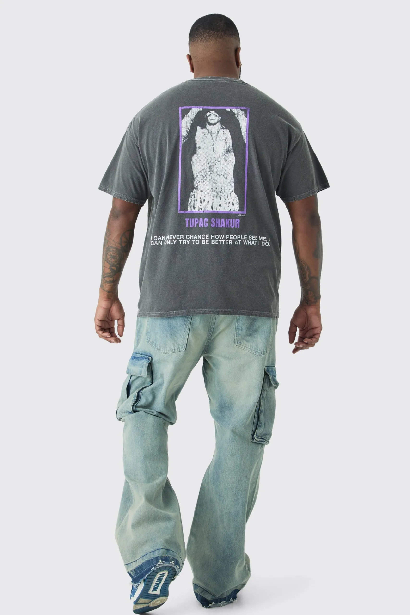 Plus Tupac Cross Printed License T-shirt In | UK^boohooMAN