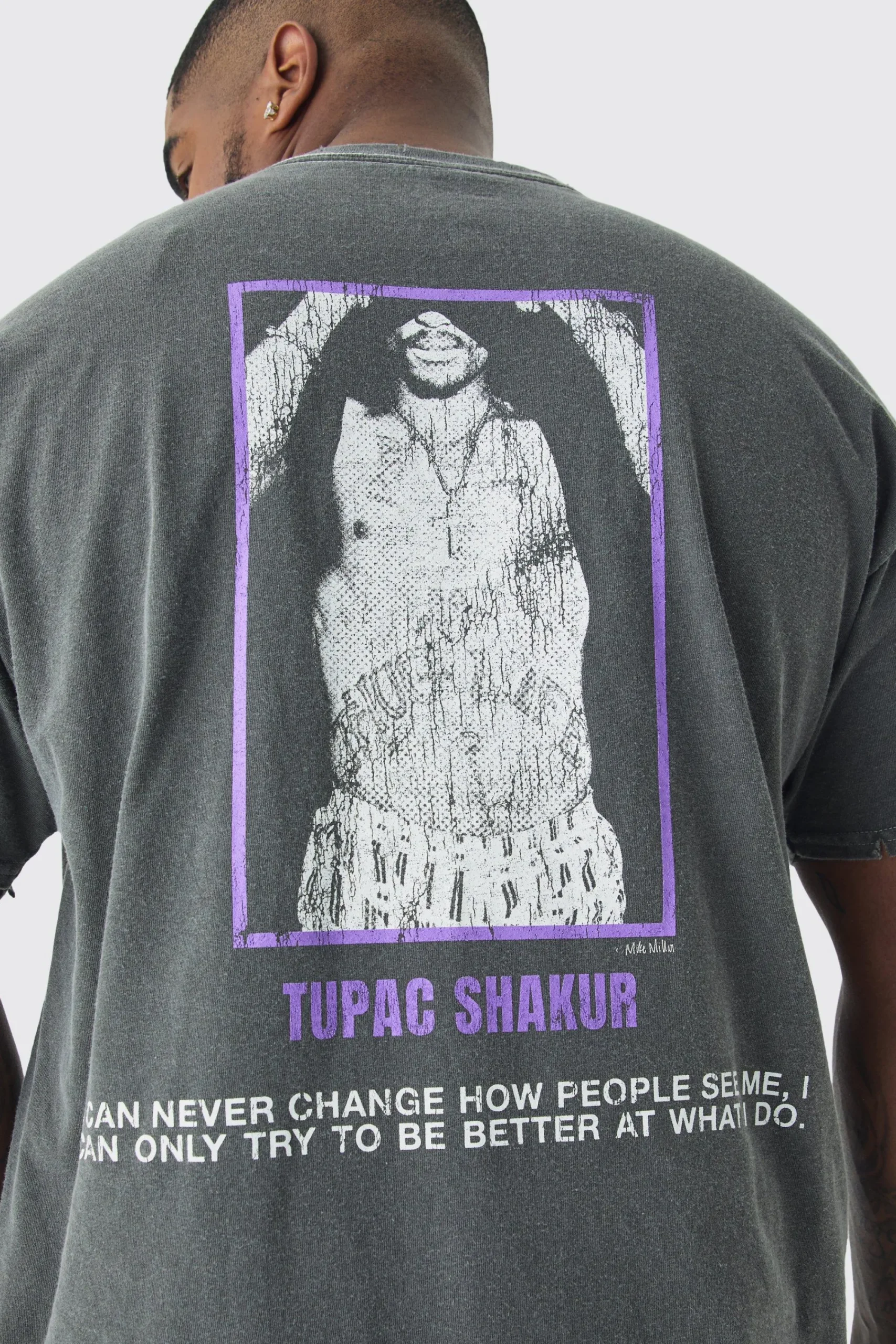 Plus Tupac Cross Printed License T-shirt In | UK^boohooMAN