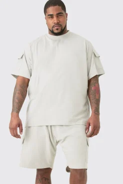 boohooMAN Plus Utility Pocket T-shirt & Cargo Short Set | UK| Shorts|Sets & Co-Ords