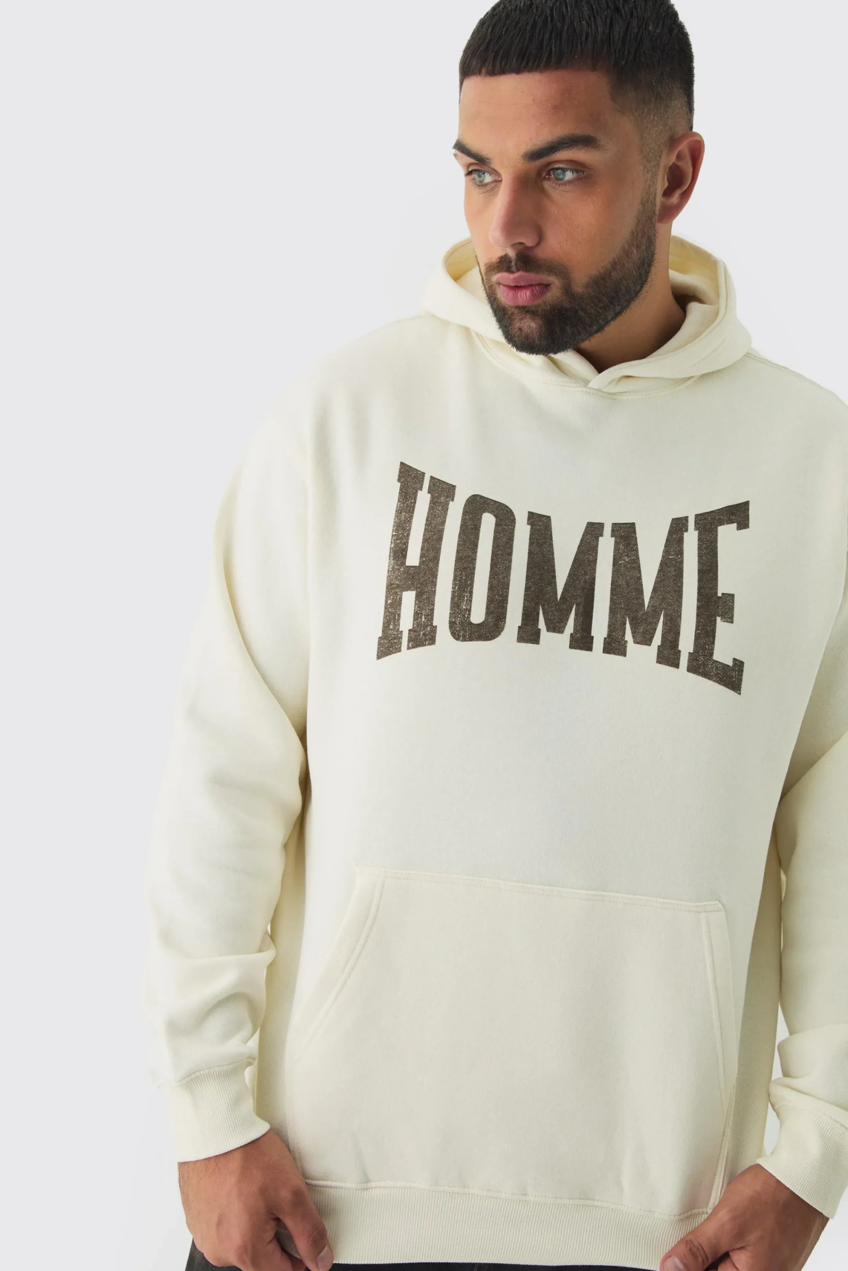 boohooMAN Plus Varsity HOMME Print Oversized Hoodie | UK| Hoodies & Sweatshirts