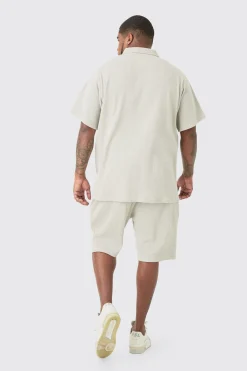 boohooMAN Plus Waffle Polo & Short Set | UK| Sets & Co-Ords|Tracksuits