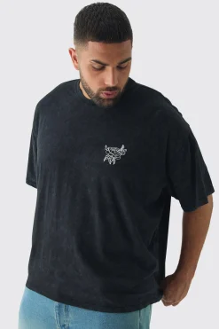 Plus Washed Floral Embroidered T-Shirt | UK^boohooMAN Outlet