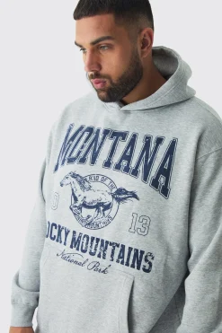 boohooMAN Plus Western Varsity Oversized Hoodie | UK| Hoodies & Sweatshirts