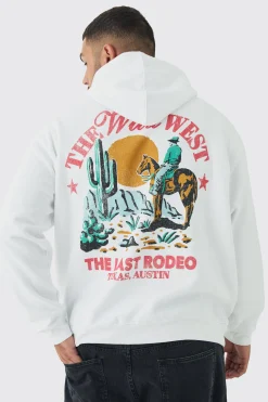 boohooMAN Plus Wild West Back Printed Oversized Hoodie | UK| Hoodies & Sweatshirts