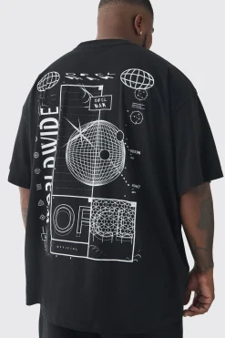 Plus Worldwide Abstract Graphic Extended Neck T-Shirt | UK^boohooMAN Online