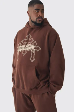 boohooMAN Plus Worldwide Gothic Cross Hoodie & Relaxed Fit Jogger Tracksuit | UK| Tracksuits