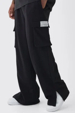 boohooMAN Plus Woven Tab Split Hem Relaxed Cargo Joggers | UK| Trousers|Joggers