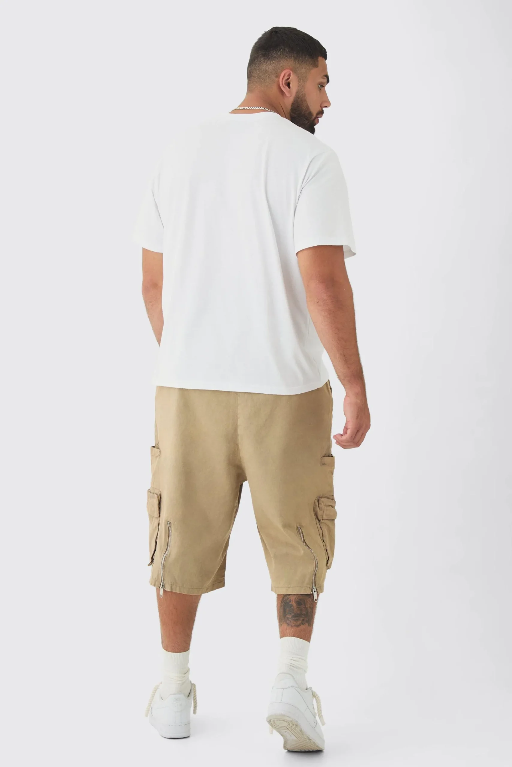 boohooMAN Plus Zip Detail Acid Wash Twill Jorts | UK| Shorts