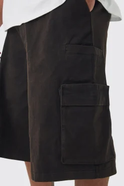 boohooMAN Plus Zip Detail Acid Wash Twill Jorts | UK| Trousers|Shorts