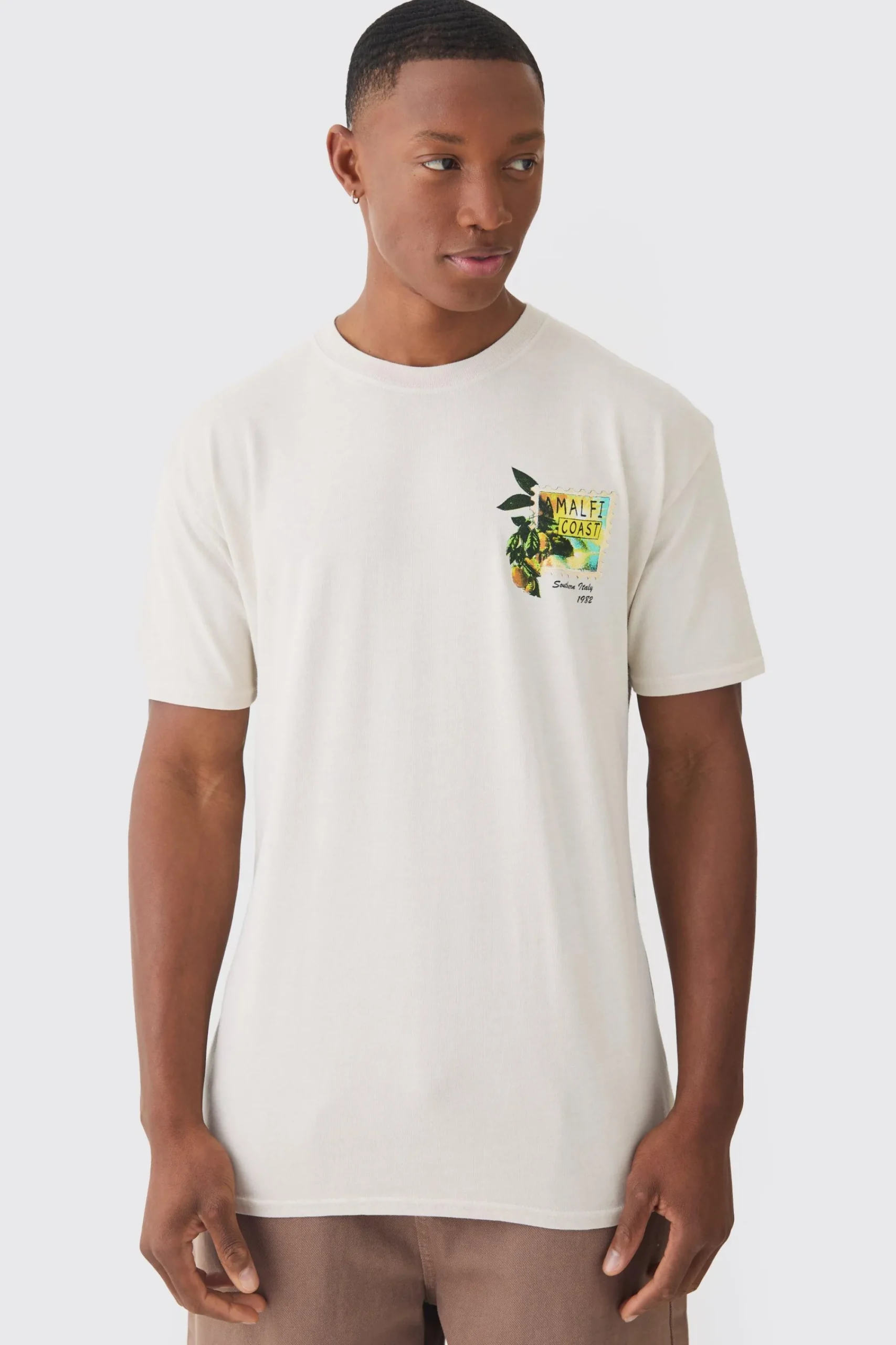 Postcard Travel Wash Print T-shirt | UK^boohooMAN Discount