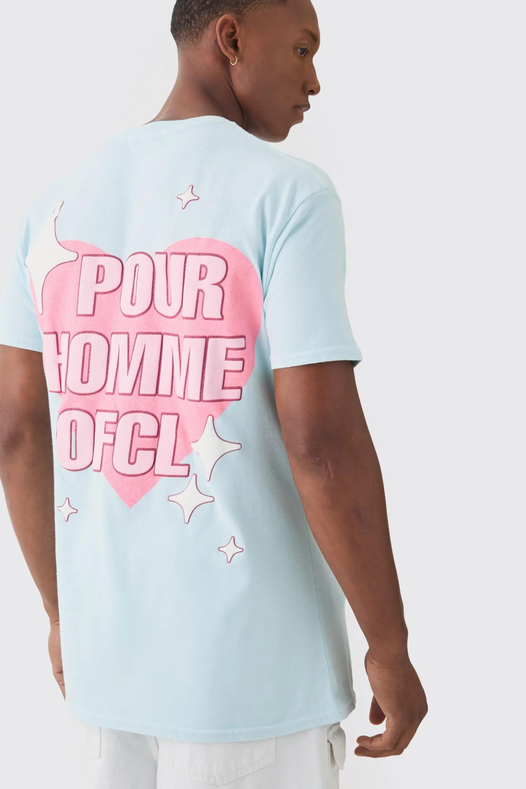 Pour Homme OFCL Heart Print Wash T-shirt | UK^boohooMAN New