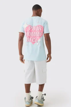 Pour Homme OFCL Heart Print Wash T-shirt | UK^boohooMAN New