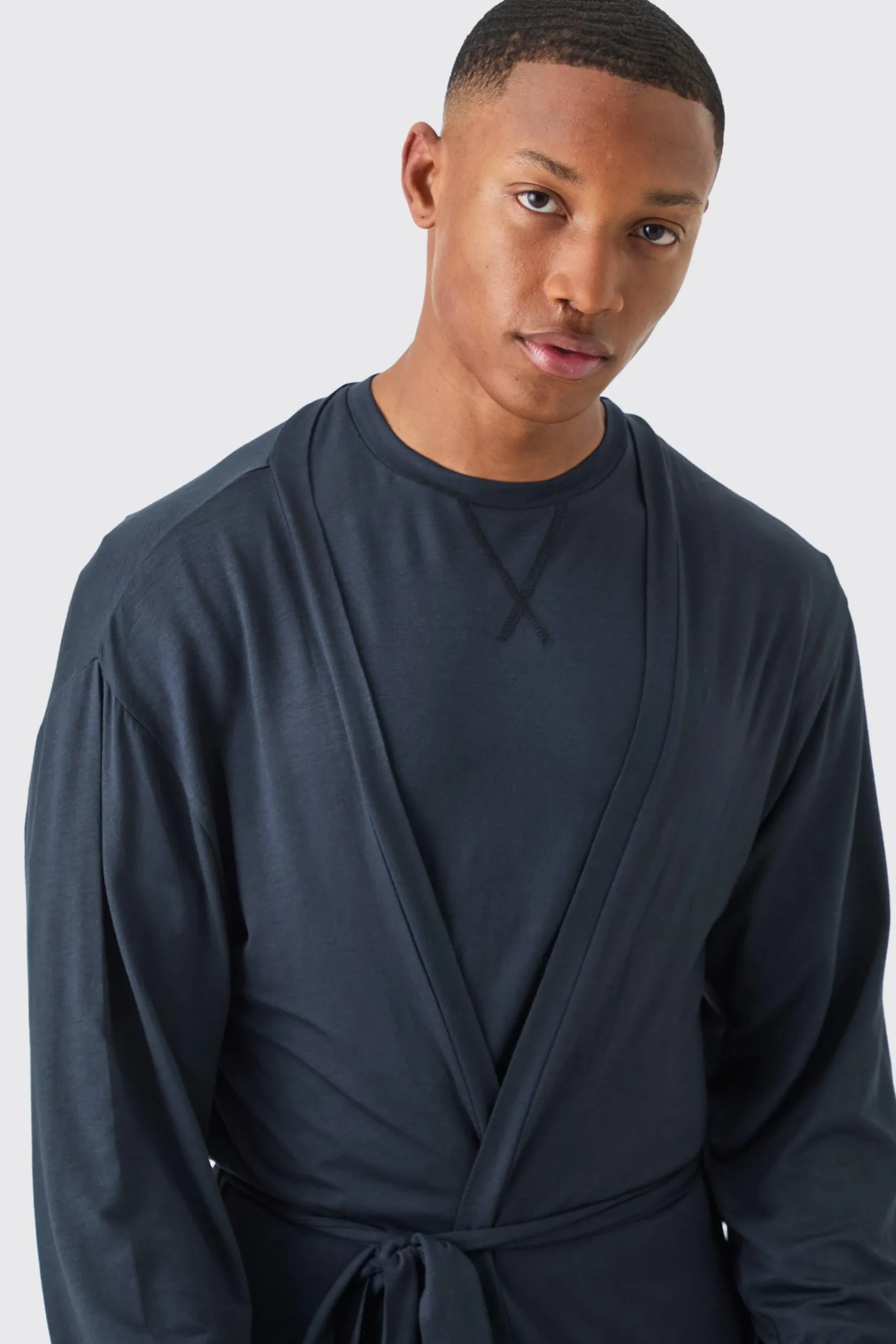 boohooMAN Premium Modal Mix Relaxed Robe, T-shirt & Lounge Bottom Set | UK| Loungewear|Sets & Co-Ords