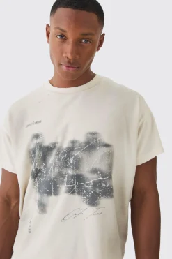 Premium Oversized Cropped Baby Washed & Printed T-shirt | UK^boohooMAN Online