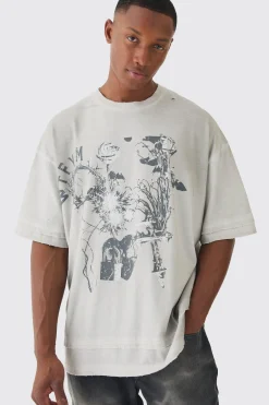 Premium Oversized Faux Layer Washed & Printed T-shirt | UK^boohooMAN Best