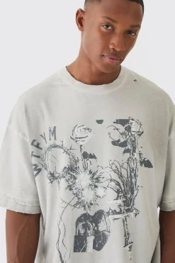 Premium Oversized Faux Layer Washed & Printed T-shirt | UK^boohooMAN Best