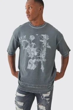 Premium Oversized Faux Layer Washed & Printed T-shirt | UK^boohooMAN