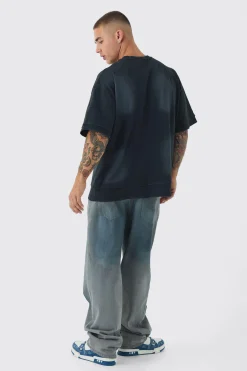 Premium Oversized Faux Layer Top Stitch Washed T-shirt | UK^boohooMAN