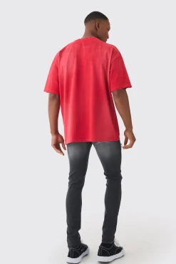 Premium Oversized Washed & Printed T-shirt | UK^boohooMAN Discount