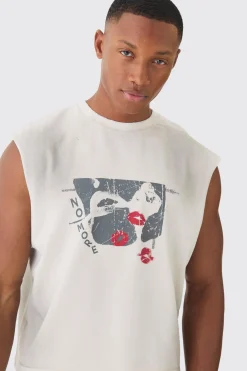 Premium Oversized Washed & Printed Boxy Tank | UK^boohooMAN Clearance