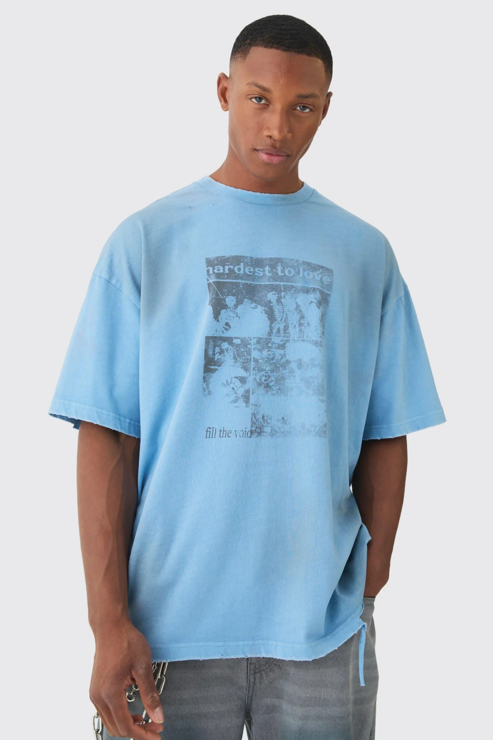 Premium Oversized Washed & Printed T-shirt | UK^boohooMAN Sale