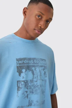 Premium Oversized Washed & Printed T-shirt | UK^boohooMAN Sale