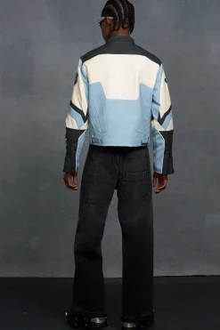 boohooMAN P-Star Boxy Faux Leather Panelled Moto Jacket | UK| Coats & Jackets