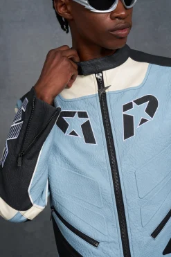 boohooMAN P-Star Boxy Faux Leather Panelled Moto Jacket | UK| Coats & Jackets