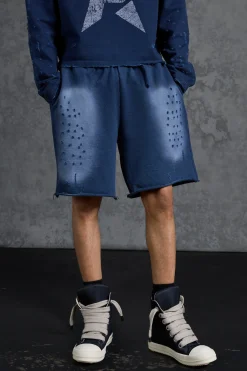 boohooMAN P-Star Loose Fit Washed Jersey Shorts With Distressing | UK| Shorts|Sets & Co-Ords
