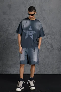 boohooMAN P-Star Loose Fit Washed Jersey Shorts With Distressing | UK| Shorts|Sets & Co-Ords