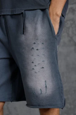 boohooMAN P-Star Loose Fit Washed Jersey Shorts With Distressing | UK| Shorts|Sets & Co-Ords