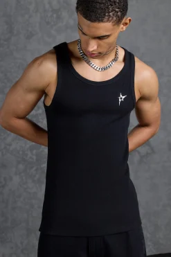 P-Star Muscle Fit Metal Branded Ribbed Vest | UK^boohooMAN Clearance
