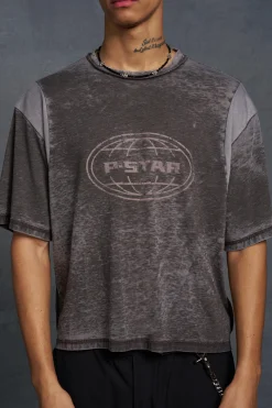 P-Star Oversized Boxy Soft Touch P-Star Burnout T-Shirt | UK^boohooMAN Online