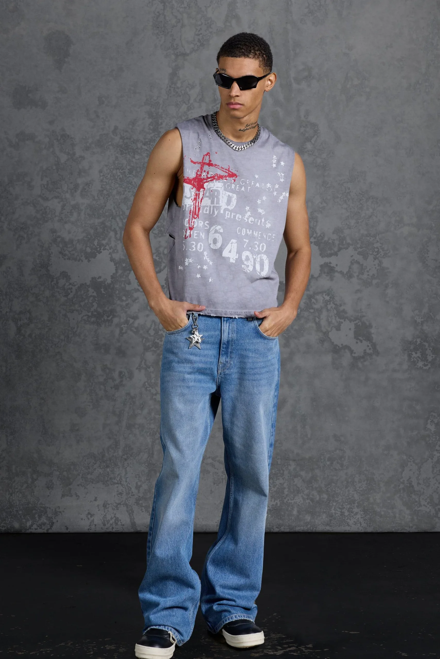 P-Star Oversized Boxy Tank Top With Graffiti Print | UK^boohooMAN Hot