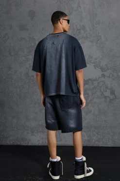 P-Star Oversized Boxy Washed T-Shirt With Star Print | UK^boohooMAN Best