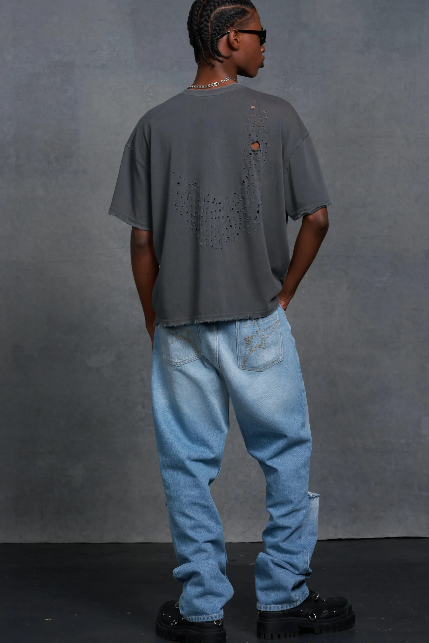 P-Star Oversized Boxy Washed T-Shirt With Skull Print | UK^boohooMAN