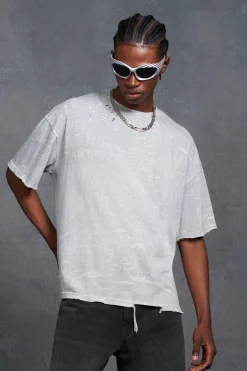 P-Star Oversized Boxy Washed T-Shirt With Text Print | UK^boohooMAN Best