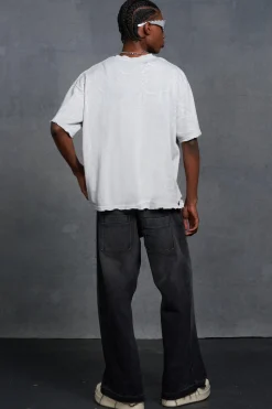 P-Star Oversized Boxy Washed T-Shirt With Text Print | UK^boohooMAN Best