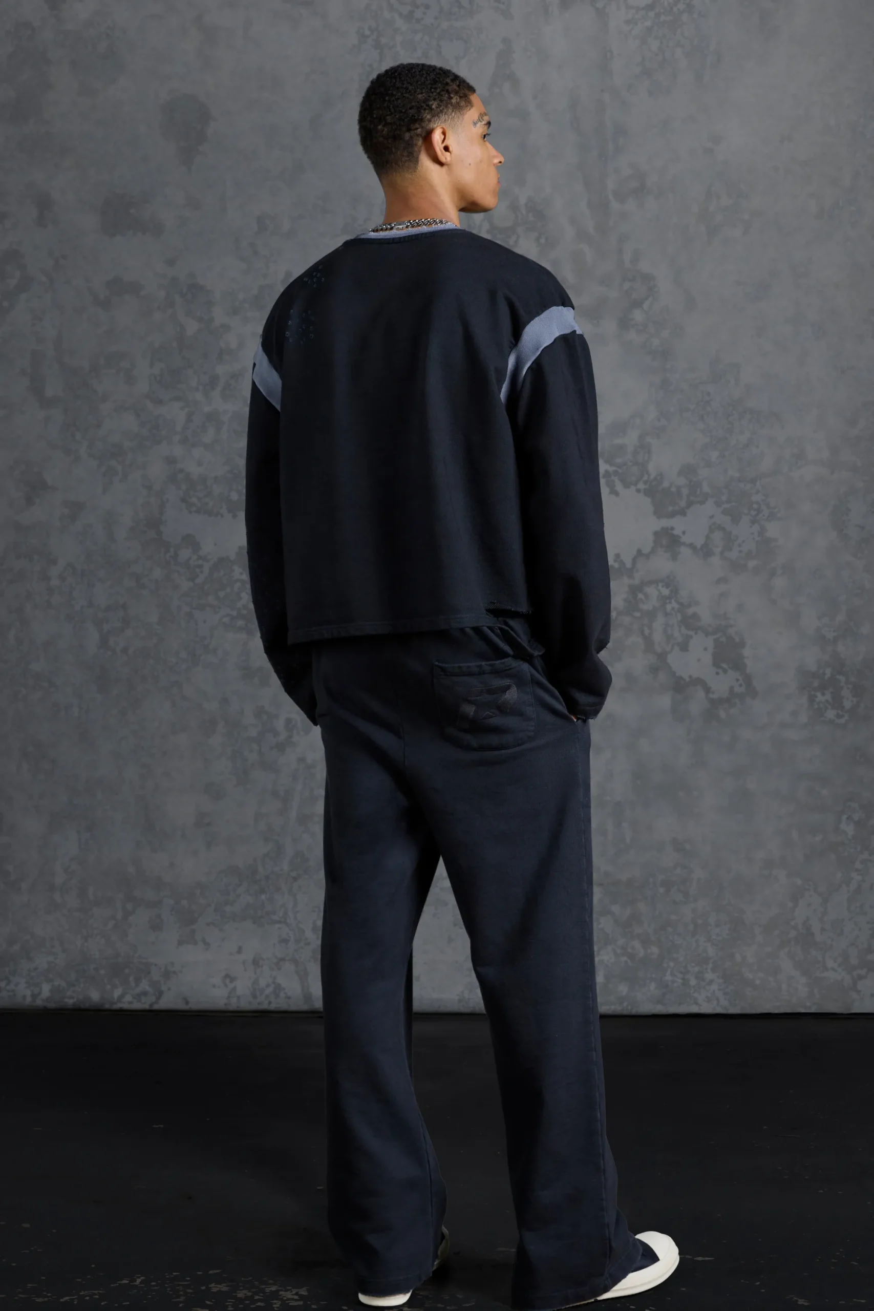 boohooMAN P-Star Oversized Cropped Sweatshirt With 100 Print | UK| Hoodies & Sweatshirts