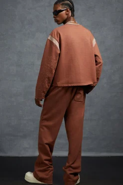 boohooMAN P-Star Oversized Cropped Sweatshirt With 100 Print | UK| Sets & Co-Ords|Hoodies & Sweatshirts