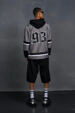 P-Star Oversized Hooded Hockey Jersey With Applique | UK^boohooMAN Best
