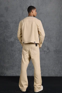 boohooMAN P-Star Regular Fit Boxy Collarless Denim Jacket | UK| Coats & Jackets